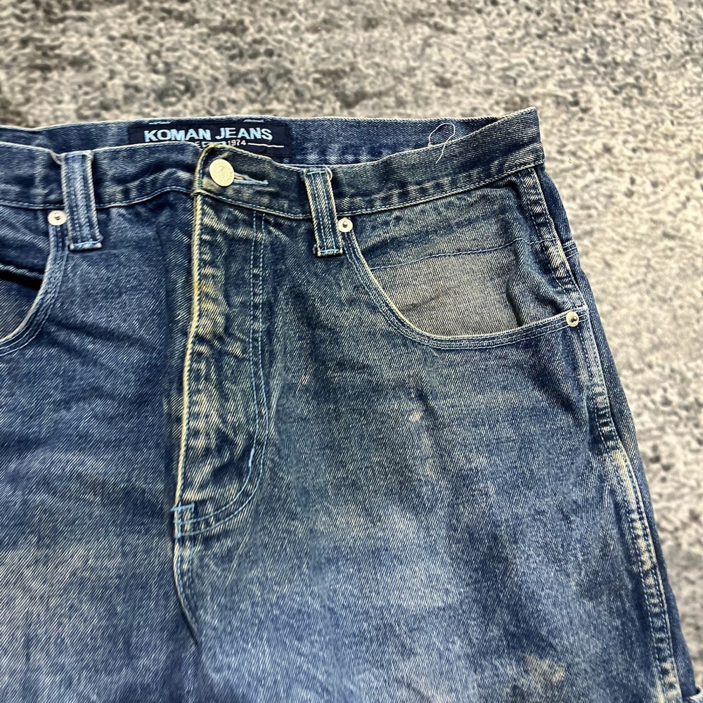 Koman Jeans Carpenter Baggy Wide Leg‎ 34x30 Blue Distressed Skater Vintage Y2K - Picture 7 of 16